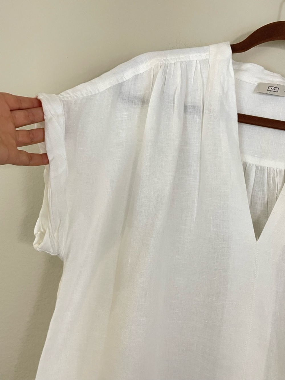 AYR The Daybreak Top in White Irish Line V Neck Popover Blouse Size Large - Picture 4 of 6
